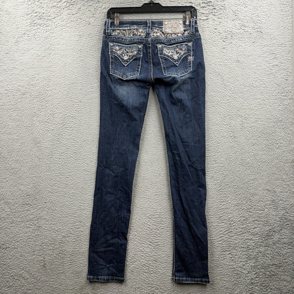 Miss Me Jeans Girls 16 Blue Skinny Straight Medium Wash Stretch Thick Stitch